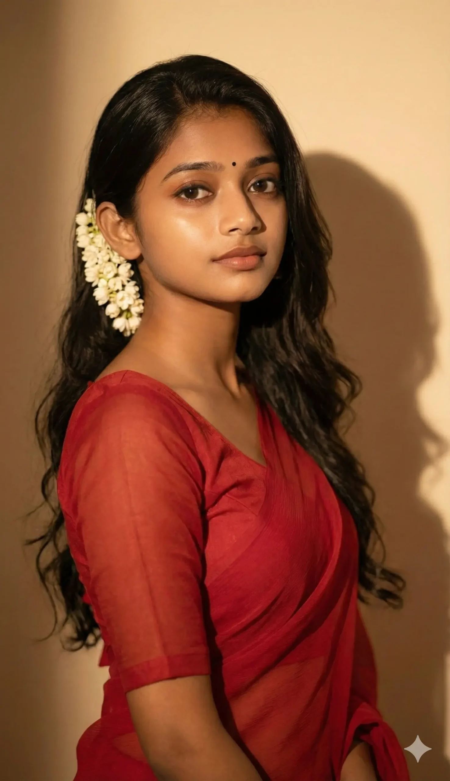 prompt for gemini ai girl in red saree