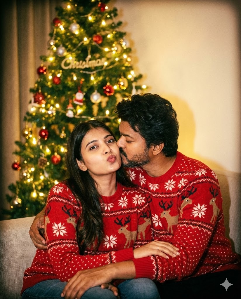 ai christmas photo prompt for couple