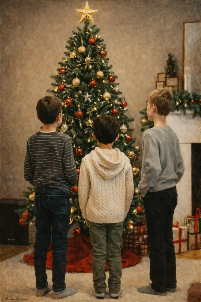 christmas photo into Norman Rockwell painting