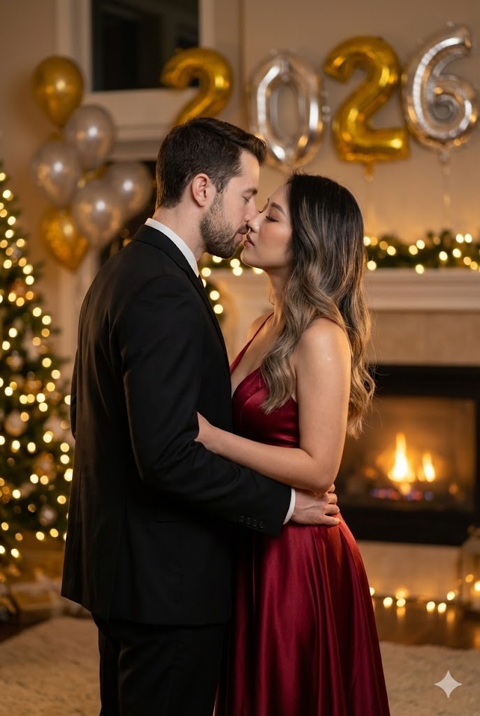 happy new year couple photo lip kiss prompt