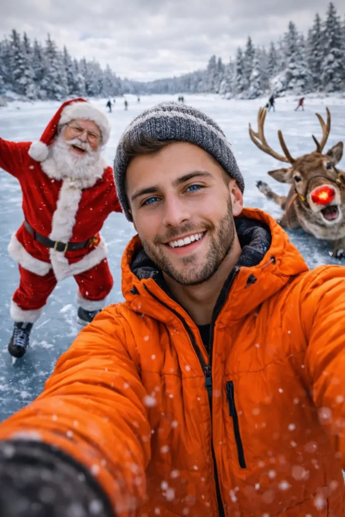 selfie with Santa Claus