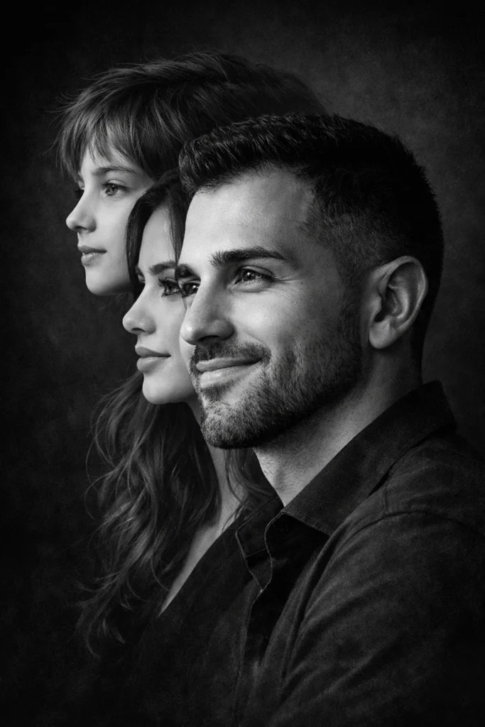 black and white family photo gemini prompt