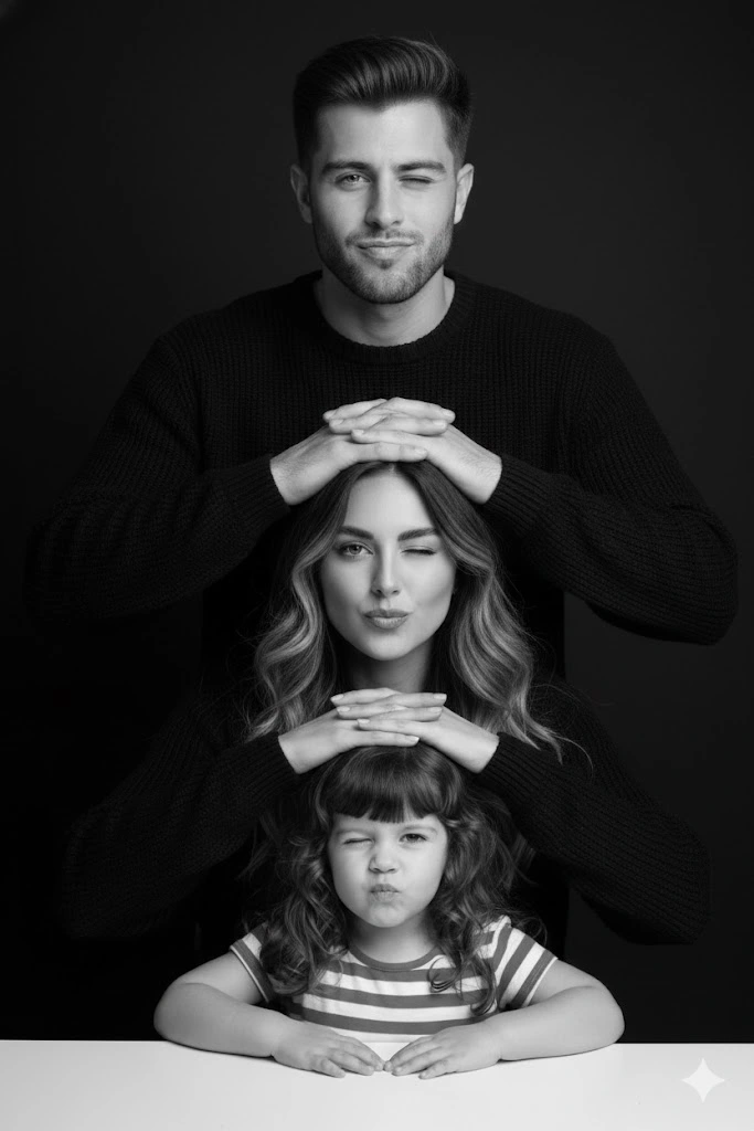 family prompt for gemini ai black and white