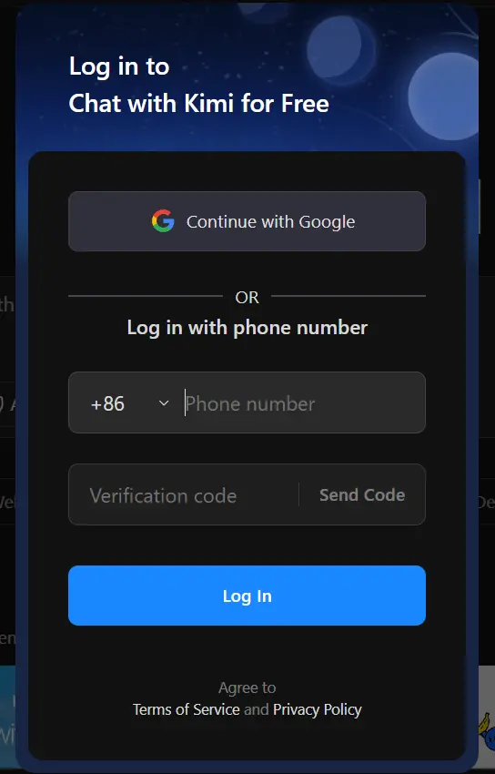 kimi ai login