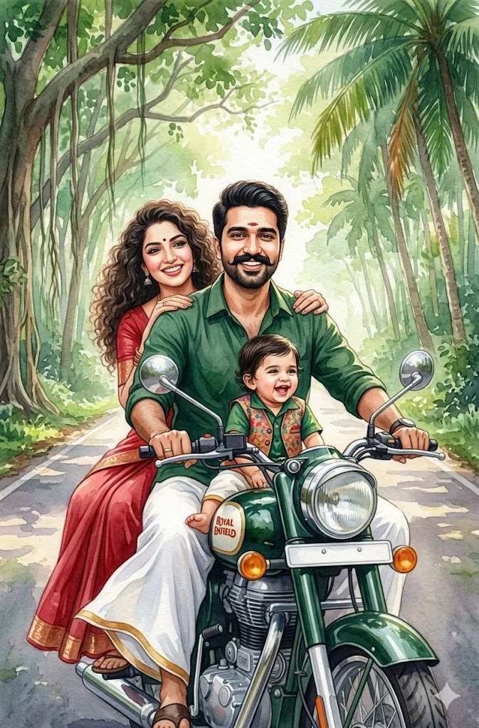 watercolor sketch style prompt for family