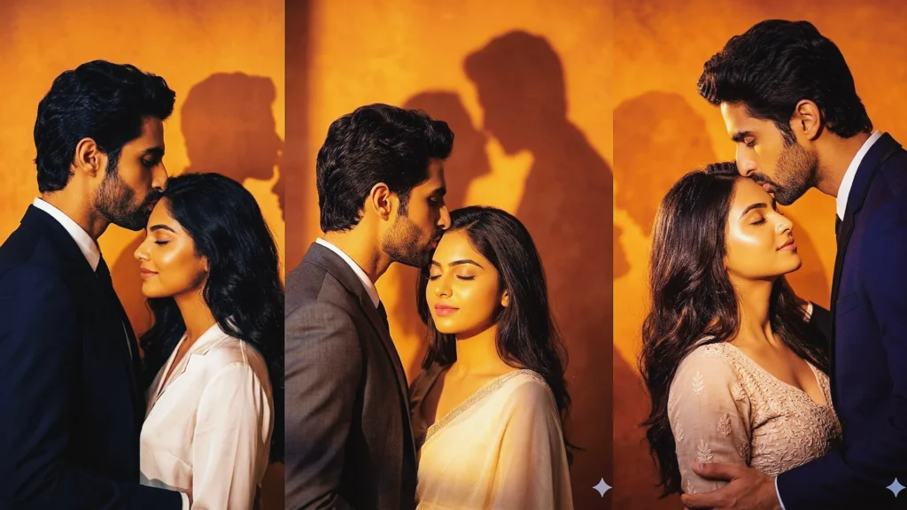 Cinematic Indian Couple Forehead Kiss Prompts