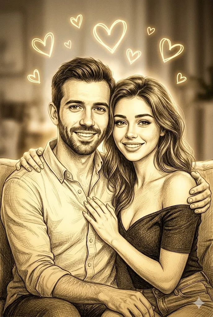 couple pencil drawing prompts