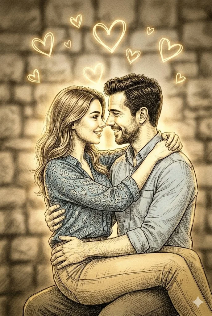 couple pencil sketch ai prompt