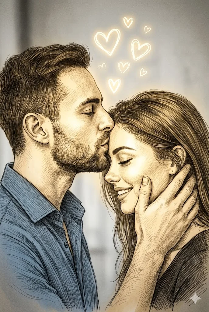 couple pencil sketch prompt for gemini ai