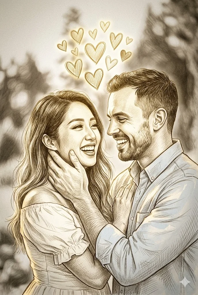 couple pencil sketch prompt generator