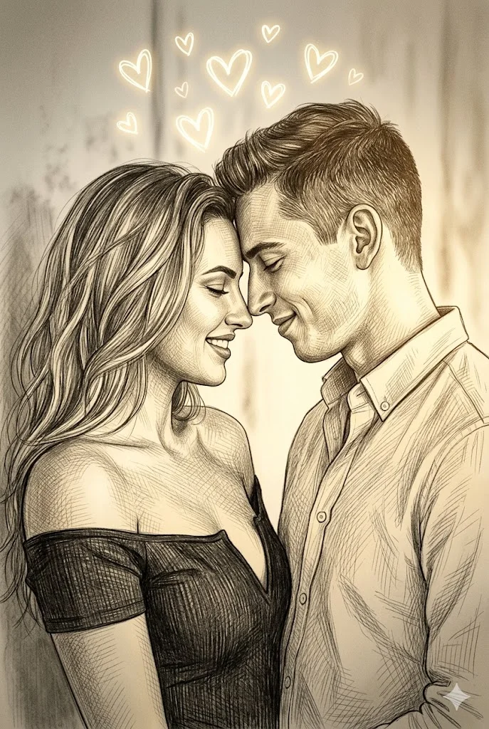gemini ai pencil sketch prompt for couple