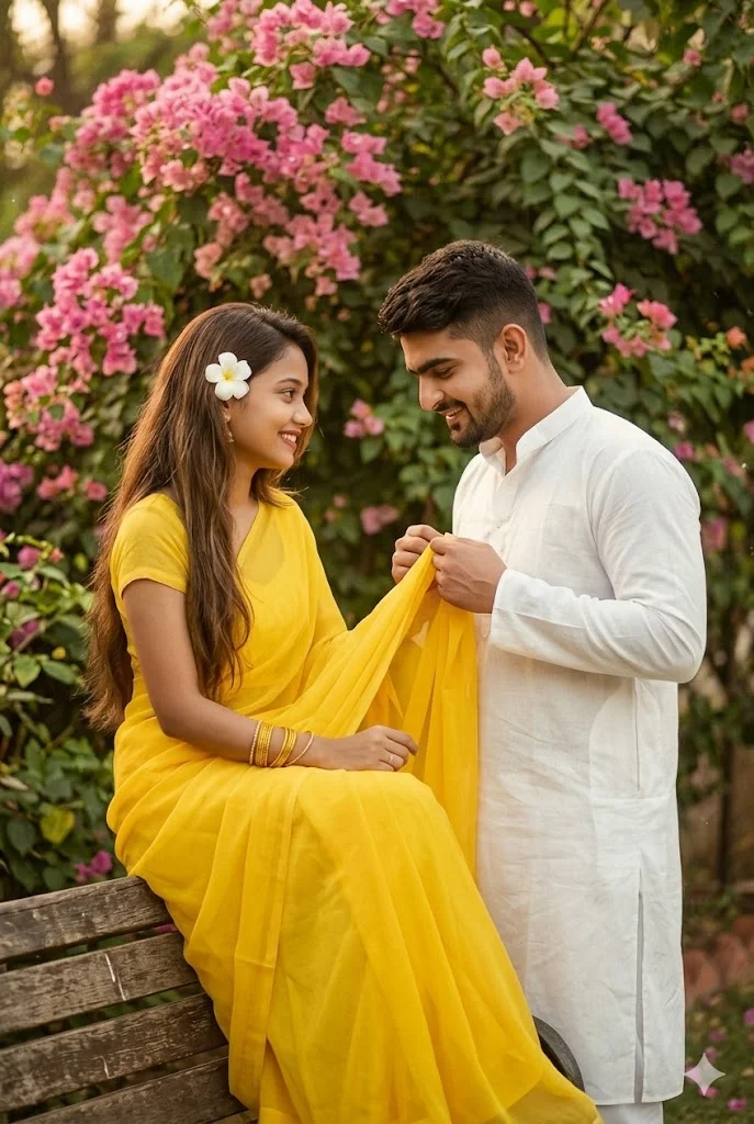 holding saree pallu prompt