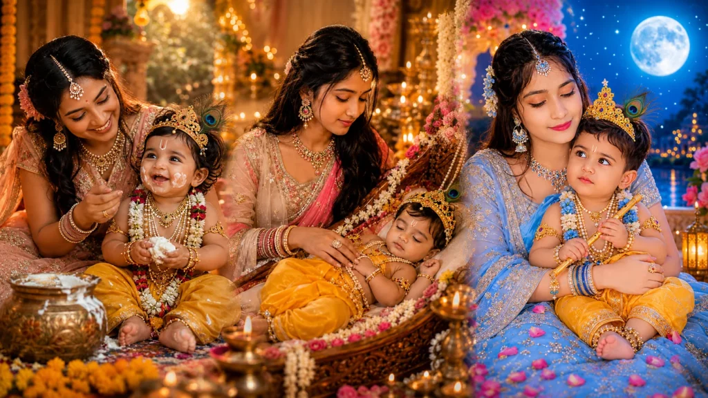 baby krishna with mother yashoda prompt