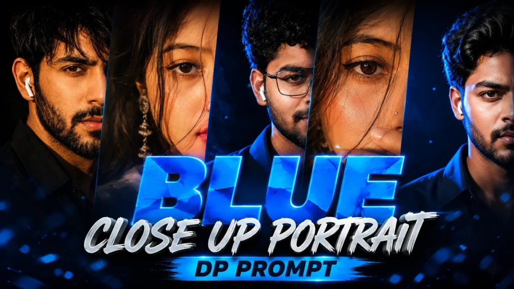 blue close up portrait dp prompt