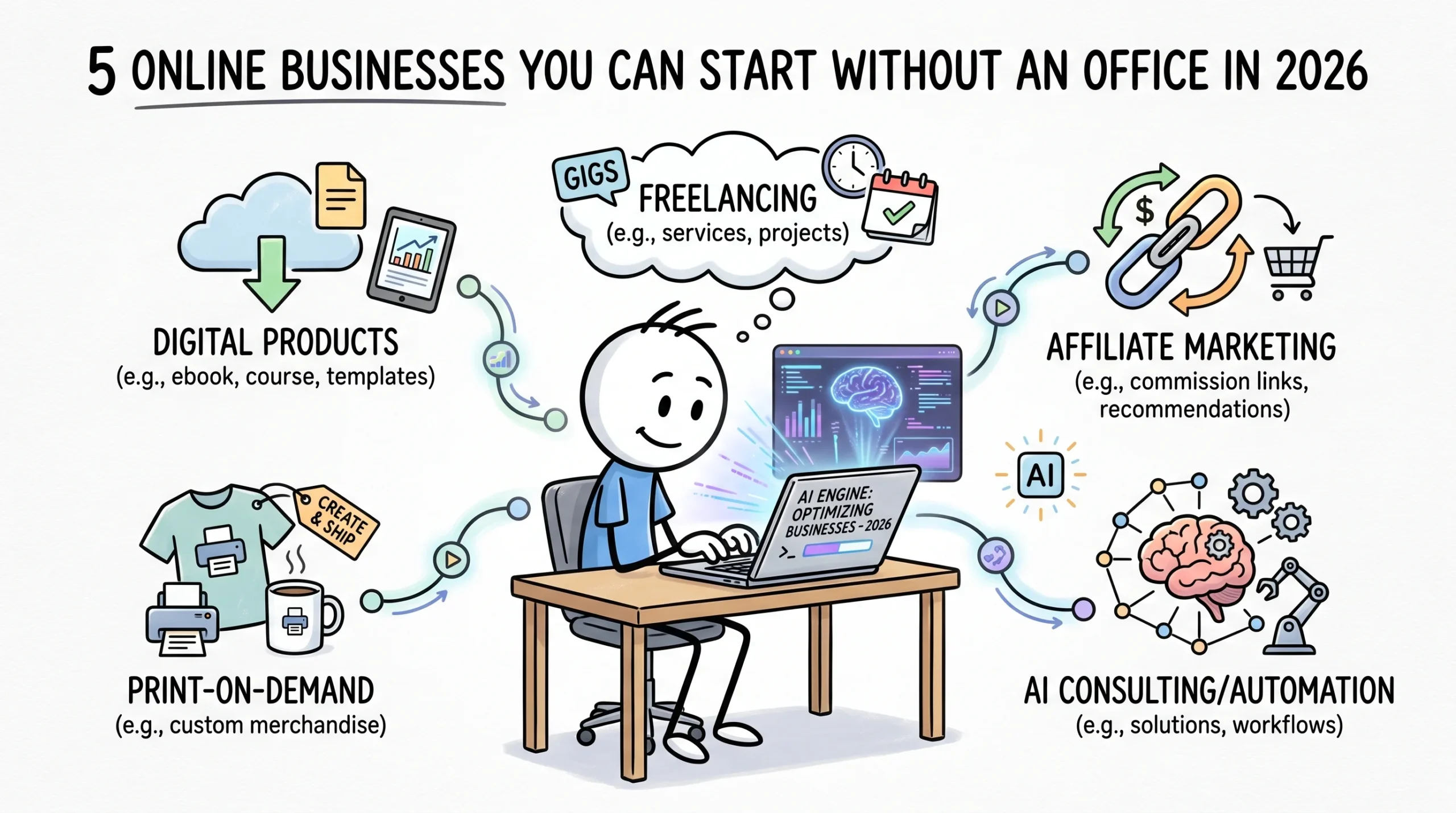 5 Online Businesses You Can Start Without an Office in 2026: How to Use AI to Start Small and Grow Faster