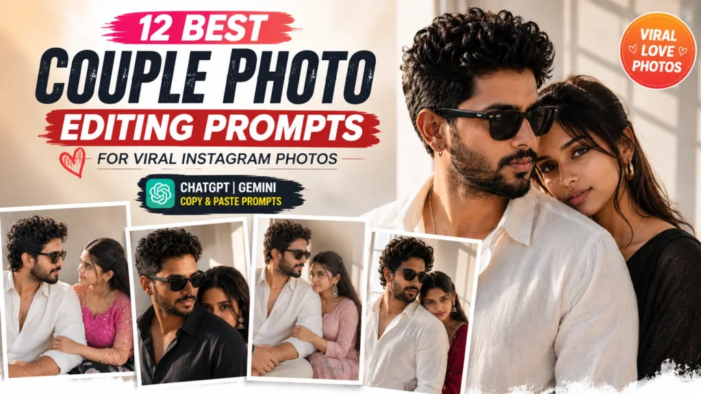 Instagram viral couple photo editing prompts for realistic romantic AI couple photos