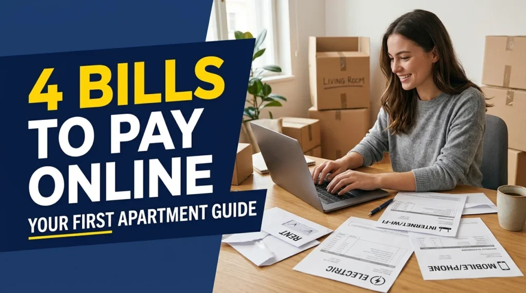 picture yourself moving out on your own or maybe with a roommate, working your first full-time job. list at least four people or companies you might want to pay regularly by using online bill pay.