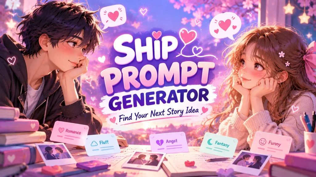 Ship Prompt Generator tool for creating romantic, funny, and creative character prompts